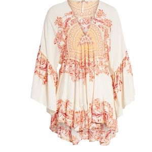 Free People Sunset Dreams Ruffle Top in Sand Large